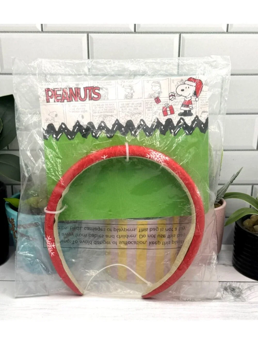 Peanuts Snoopy Christmas Red Snowflake Adjustable Headband Holiday Accessory